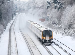 Train in a harsh snowy environment